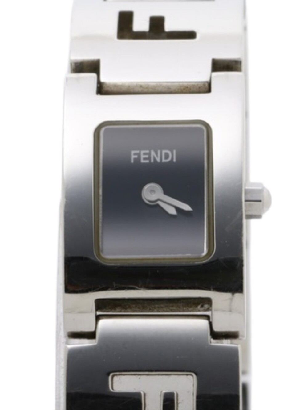 Fendi Silver Bracelet Watch with Black Dial Womens